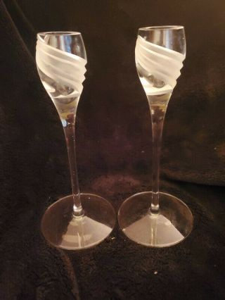 Pair (2) Lenox Usa Windswept Fine Lead Crystal Candlestick Candle Holders
