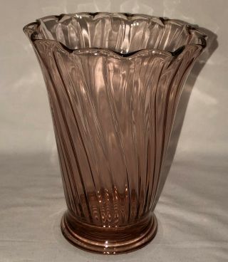 Jeannette Swirl Pink 6 1/2 " Ruffled Vase