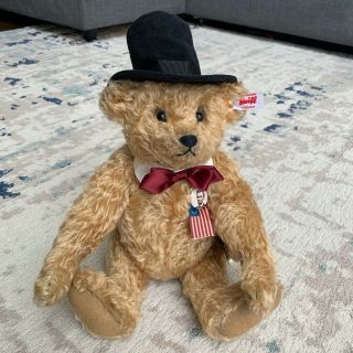 2018 Steiff Mohair Lincoln Teddy Bear With Music Box Collectable Limited 1000pcs