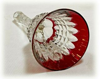 Vintage Ruby Red Cut To Clear Crystal Bell Diamondpoint Sawtooth Handle