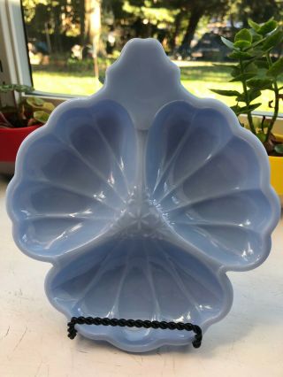 Vintage Jeannette Glass Delphite Blue Doric Candy Dish