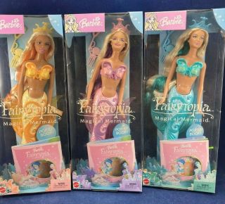 Rare 2003 Fairytopia Magical Mermaid Kayla Christie Barbie Nrfb Get All 3