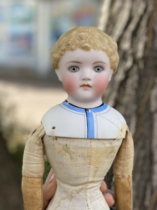 Antique 18 " German Bisque Closed Mouth Doll By Kling 130 - 6 Damage Face