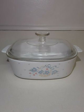 Vintage 4PC Corning Ware Country Cornflower Casserole Dishes A - 2 - B & A - 1 1/2 - B 2