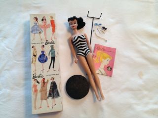 Vintage Barbie 3/4 Brunette Ponytail Doll 1960 Blue Eyeliner Bxdate1959 850