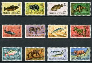 British Honduras Sg256/7 1968 Wildlife Set Of 12 U/m