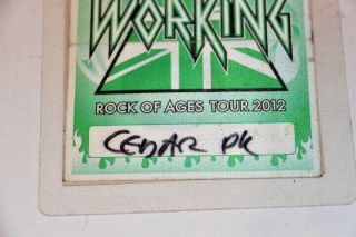 2012 Def Leppard Rock Of Ages / Van Halen Tour Backstage Pass Cedar Park 3
