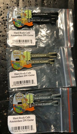 Hard Rock Cafe Amsterdam Van Gogh The Bedroom Set Of 3 Guitar Pins Different