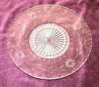 Vintage Etched Plates 1 - 10 Inch & 5 - 8 1/2 Inch Clear Glass Floral Leaf