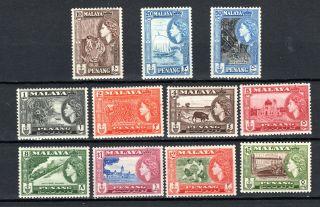 Malaya Straits Settlements 1957 Penang Qeii Complete Set Of Mlh Stamps