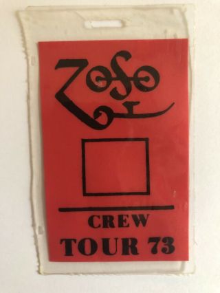 Rare Reprint Backstage Crew Pass Laminate Led Zeppelin 1973 Jimmy Page Plant