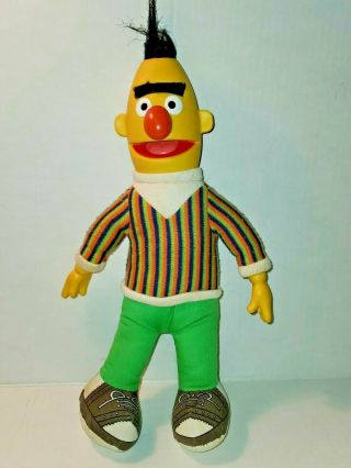 Sesame Street Bert 12 " Plush Stuffed Vinyl Head Hands Applause Vintage 1985