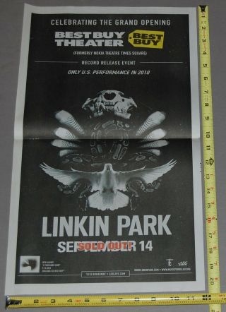 Linkin Park 2010 Concert Tour Poster Ad Nyc 12x20 Nu Metal