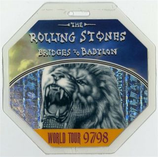 Rolling Stones Authentic 1997 Laminated Backstage Pass Bridges To Babylon Tour