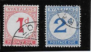 Nyasaland 1950 Postage Dues 1d & 2d Fine