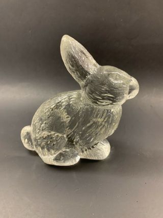 Estate Vintage Clear Art Glass Bunny Rabbit Figurine Paperweight Textured