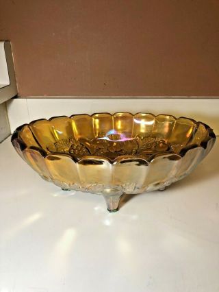 Indiana Glass Gold Harvest Carnival Glass Oval Footed Fruit Bowl / Centerpiece