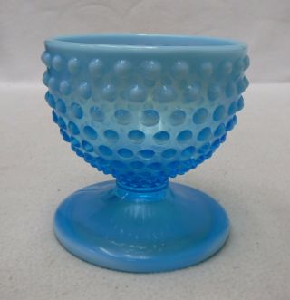 Fenton Glassware Hobnail Blue Opalescent Pattern Footed Open Candy Dish 4 - 3/4 "
