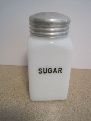 Vintage Milk Glass White Sugar Shaker 5 " Unmarked Dented Lid