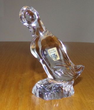 Daum France Crystal Vintage 4.  25 " Duck Paperweight Bird Figurine Signed W/label
