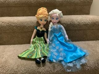 Disney Princess Frozen Elsa,  Anna Plush / Stuffed Doll W/ Vinyl Face