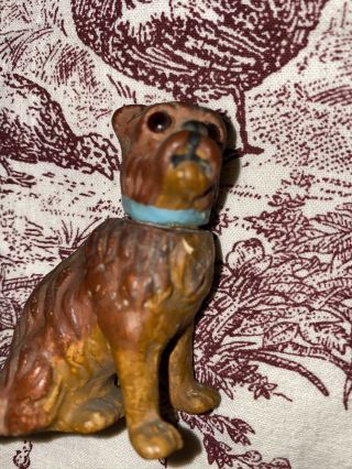 Antique German Paper Mache Rare Miniature Glass Eyed Dog Candy Container