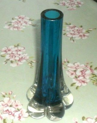 Whitefriars Glass Elephant Foot Vase Pattern 9728 In Kingfisher Blue Colour