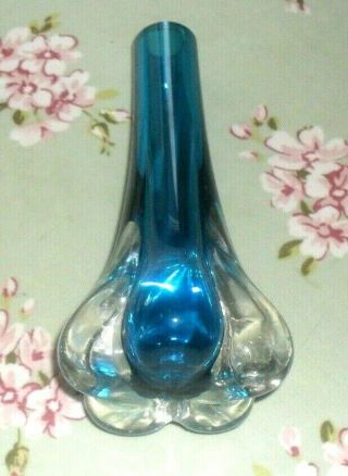 Whitefriars Glass Elephant Foot Vase Pattern 9728 in Kingfisher Blue Colour 2