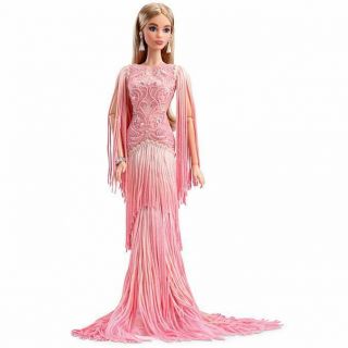 2017 BLUSH FRINGED GOWN BARBIE Platinum Lbl LE 999 BFC Excl_DWF52_NRFB IN HAND 2