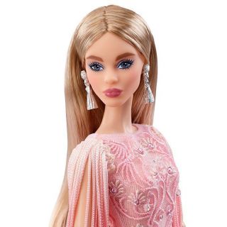 2017 BLUSH FRINGED GOWN BARBIE Platinum Lbl LE 999 BFC Excl_DWF52_NRFB IN HAND 3