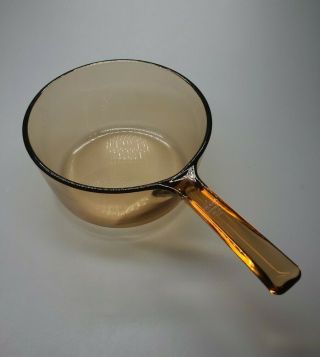 Vintage Corning Pyrex Vision Ware 1.  5 L Amber Glass Pot Sauce Pan No Lid Usa