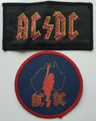 Acdc Vintage Woven Patches Heavy Metal Biker Rock Ac/dc Angus Young