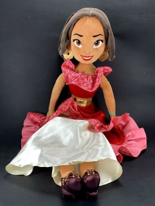 Disney Store Elena Of Avalor Doll 20 " Soft Plush Toy Red Dress Hispanic Princess
