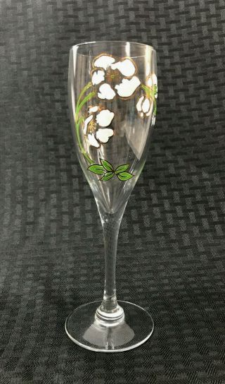 Perrier Jouet Crystal Champagne Glass Flute Hand Painted Made In France No Flaws