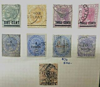 Malaya Straits Settlements 9 Qv Overprint Stamp On Page
