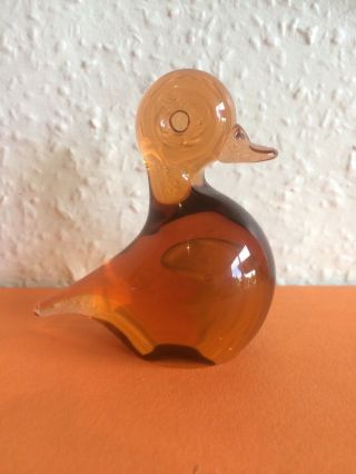 Wedgwood Small Amber/topaz Glass Duck Paperweight