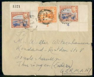 Mayfairstamps Cyprus 1952 Limassol To Thuringen Germany Tri Frank Cover Wwg583
