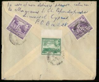 Mayfairstamps Cyprus 1952 Limassol to Thuringen Germany Tri Frank Cover wwg583 2