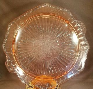 Vintage Anchor Hocking Mayfair Pink 11 1/4 Inch Footed Cake Plate