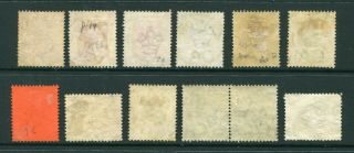 Old China Hong Kong GB QV,  KEVII,  KGV 12 x Stamps with Canton CDS Pmks 2
