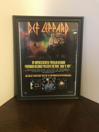 Def Leppard Framed High N Dry Re Release Promo Ad/ Mini Poster 8x11
