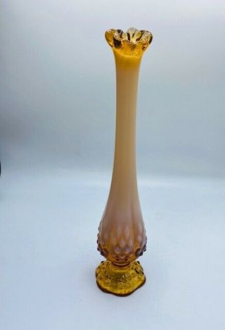 Vintage Fenton Amber Opalescent Hobnail Swung Bud Vase