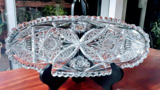 Two Vintage American Brilliant Cut Glass Celery Dishes