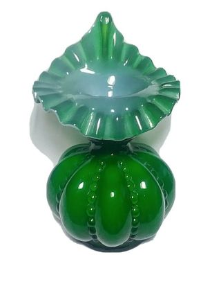 Fenton Green Beaded Melon Glass Vase Jack In The Pulpit