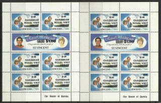 St Vincent Qe11 1985 Caribbean Visit (one With Missing O/pt) $1.  60 Sheets