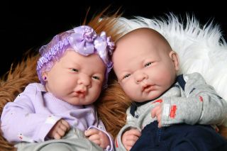 15 " Twins Reborn Baby Doll Realistic Vinyl Silicone Handmade Girl,  Boy,  Accessories