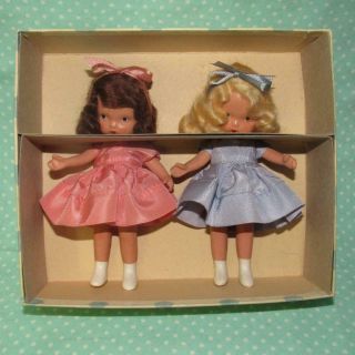 Rare Nancy Ann Storybook Pudgy Ms White Boots Doll 84 " Twin Sisters " Pair Excl
