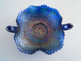 Antique Fenton Blue Carnival Glass Persian Medallion Bon Bon Dish