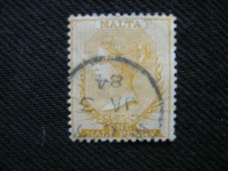 Malta: 1863 - 81 1/2d Yellow Orange Wmk Crown Ca Perf 14 (sg 18)