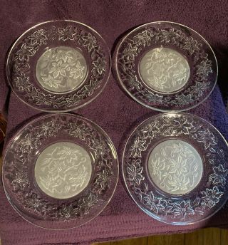 Set Of 4 Princess House Fantasia 8 Inch Salad Plates,  Frosted Centers
